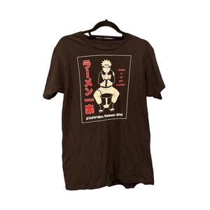 Naruto Shippuden Ichiraku Ramen Shop Graphic T-Shirt Black Size M